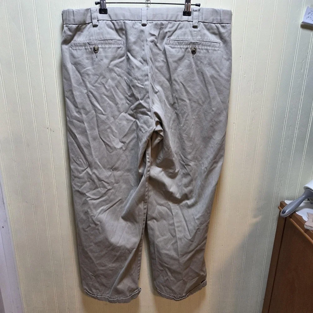 George Pants Mens 38x28 Barley Pleated Classic‎ Fit Chino Cotton Casual